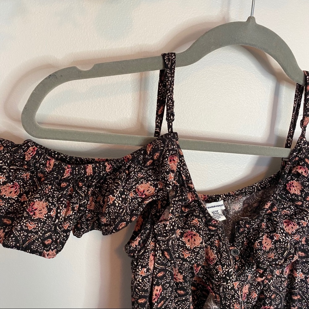AEO Floral Ruffle Cold Shoulder Mini Dress - Picture 2 of 5
